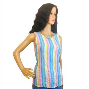 Lord and Taylor Colorful 100% Linen Tank Top